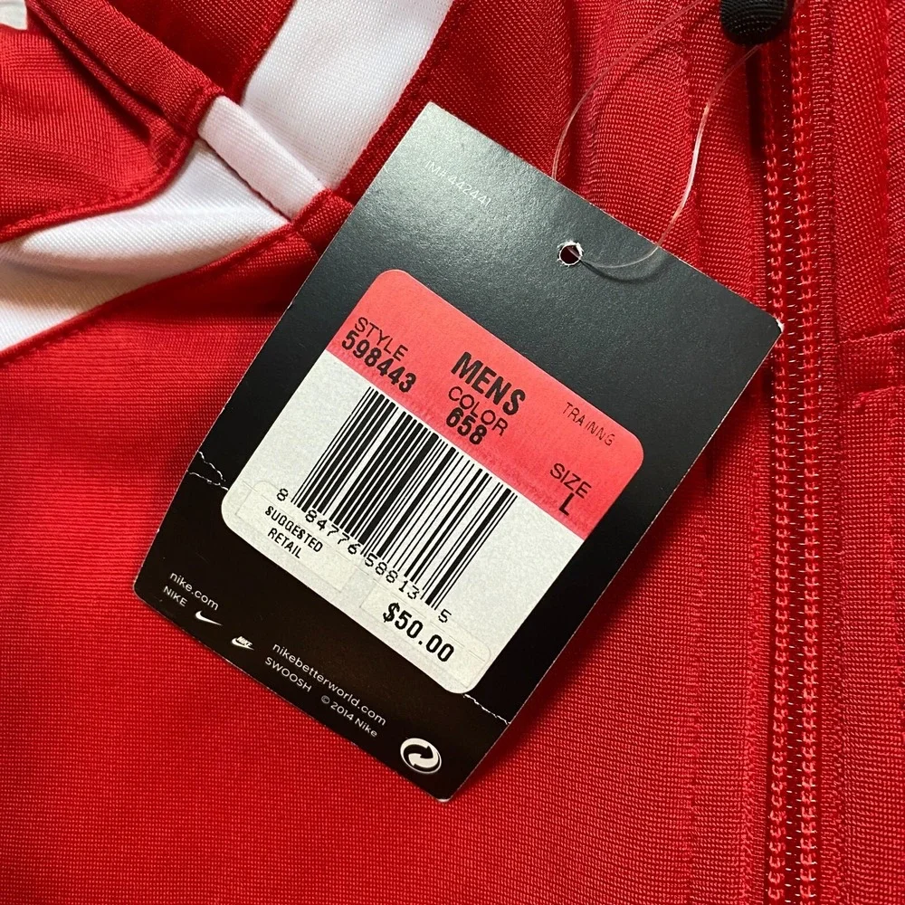 NWT Nike Team Overtime Full Zip Track Jacket Men's Red Size Large 